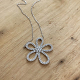925 Silver Necklace Lilac Pendant Clear Zircon Flower Necklace