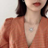 925 Silver Necklace Lilac Pendant Clear Zircon Flower Necklace