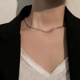 925 Silver Necklace Collarbone Chain Choker Birthday Gift