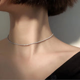 925 Silver Necklace Collarbone Chain Choker Birthday Gift