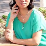 925 Sterling Silver Necklace Frosted Bead Pendant Chain Long Necklace