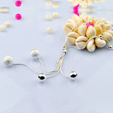925 Sterling Silver Necklace Frosted Bead Pendant Chain Long Necklace