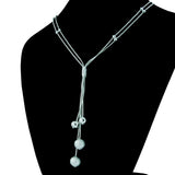 925 Sterling Silver Necklace Frosted Bead Pendant Chain Long Necklace