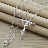 925 Sterling Silver Cross Pendant Necklace - Party Jewelry