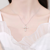 925 Silver Cross Opal Pendant Necklace Fine Jewelry