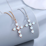 925 Silver Cross Opal Pendant Necklace Fine Jewelry
