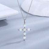 925 Silver Cross Opal Pendant Necklace Fine Jewelry