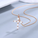 925 Silver Cross Opal Pendant Necklace Fine Jewelry