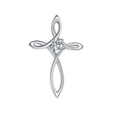 925 Silver CZ Sideway Cross Pendant Choker Necklace