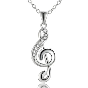 925 Sterling Silver Necklace Note Pendant Jewelry For Women