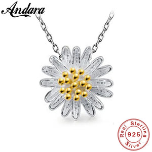 925 Silver Necklace Daisy Sunflowers Pendant Charm Jewelry