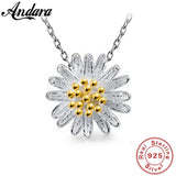 925 Silver Necklace Daisy Sunflowers Pendant Charm Jewelry