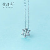 925 Silver Necklace Diamond Snowflake Bell Buckle Short Chain Ladies Gift