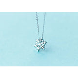 925 Silver Necklace Diamond Snowflake Bell Buckle Short Chain Ladies Gift