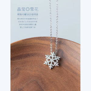 925 Silver Necklace Diamond Snowflake Bell Buckle Short Chain Ladies Gift