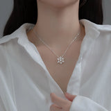 925 Silver Necklace Diamond Snowflake Bell Buckle Short Chain Ladies Gift