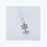 925 Silver Necklace Diamond Snowflake Bell Buckle Short Chain Ladies Gift