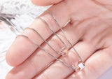 925 Silver Necklace Double Layer Square Crystal Choker S-N387
