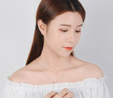 925 Silver Necklace Double Layer Square Crystal Choker S-N387