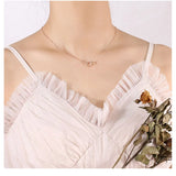 925 Silver Necklace Double Ring Zircon Choker Geometric Pendant
