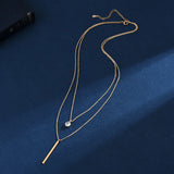 925 Silver Necklace Double Pendant Zircon Choker NK093