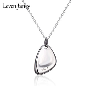 925 Silver Necklace Rhombus Pendant Depression Pit Fine Jewelry