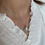 925 Silver Necklace Rhombus Pendant Depression Pit Fine Jewelry