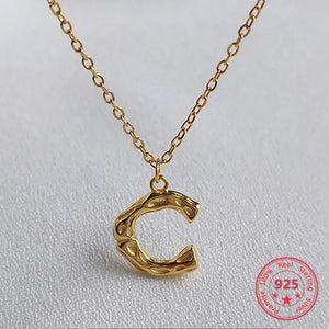Sterling Silver European American Letter Pendant Necklace Women Jewelry