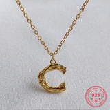 Sterling Silver European American Letter Pendant Necklace Women Jewelry