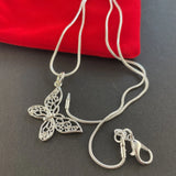 925 Silver Butterfly Pendant Necklace Women Charm Jewelry