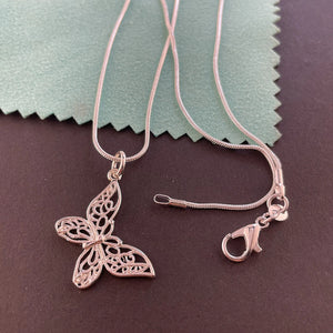 925 Silver Butterfly Pendant Necklace Women Charm Jewelry