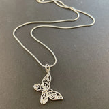 925 Silver Butterfly Pendant Necklace Women Charm Jewelry
