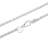 925 Sterling Silver Rope Twist Necklace 3MM Men Women 16''-24''