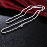 925 Silver Twisted Rope Necklace 3MM Men Women Jewelry