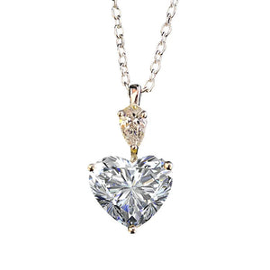 925 Silver Necklace Yellow Zircon Heart Crystal Pendant Choker Chain Jewelry