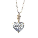 925 Silver Necklace Yellow Zircon Heart Crystal Pendant Choker Chain Jewelry