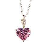 925 Silver Necklace Yellow Zircon Heart Crystal Pendant Choker Chain Jewelry
