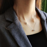 925 Silver Necklace Clear Zircon Pendant Lady Tiny Chain Circle Necklace