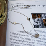 925 Silver Necklace Clear Zircon Pendant Lady Tiny Chain Circle Necklace