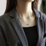 925 Silver Necklace Clear Zircon Pendant Lady Tiny Chain Circle Necklace