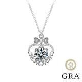 925 Silver Necklace Green Diamond Moissanite Pendant Bow Love