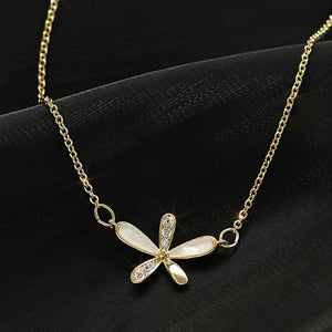 925 Silver Flower Pendant Necklace for Women 18k Zircon Shell Fine Jewelry