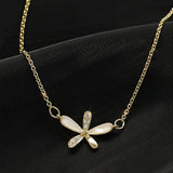 925 Silver Flower Pendant Necklace for Women 18k Zircon Shell Fine Jewelry