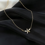 925 Silver Flower Pendant Necklace for Women 18k Zircon Shell Fine Jewelry