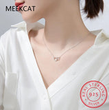 925 Silver Necklace Flash Diamond Geometric Double Circle Pendant