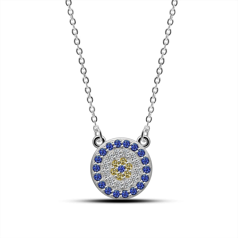 925 Silver Flowers-Evil Eye-Palm Hand Choker Women Greek Protection Jewelry