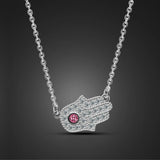 925 Silver Flowers-Evil Eye-Palm Hand Choker Women Greek Protection Jewelry