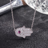 925 Silver Flowers-Evil Eye-Palm Hand Choker Women Greek Protection Jewelry