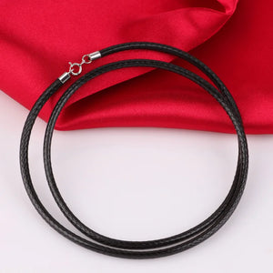 925 Silver Necklace Unisex Leather Basic Jewelry 3MM50CM