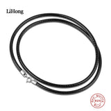 925 Silver Necklace Unisex Leather Basic Jewelry 3MM50CM